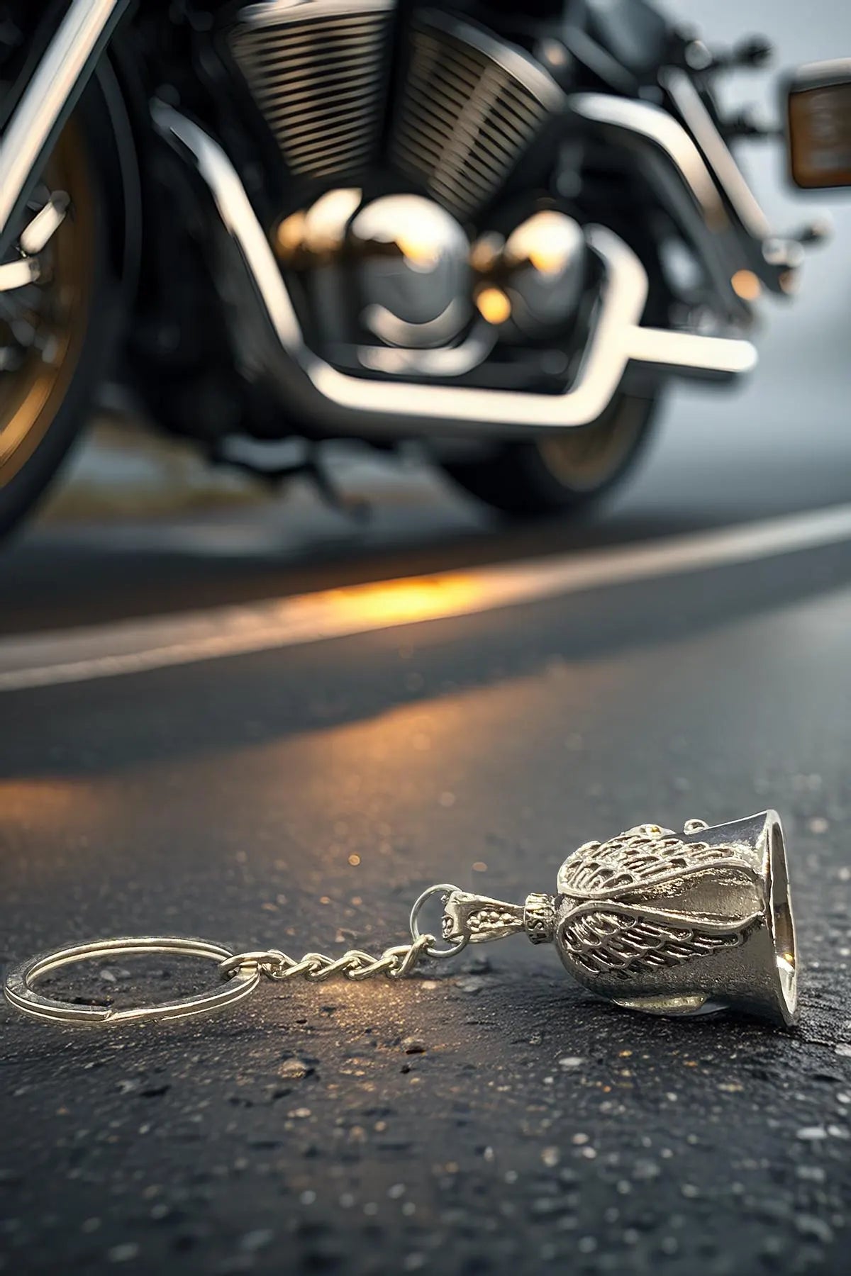 Angel Wings Guardian Bell for Motorcycles | Protective Lucky Bell Keychain – Biker Gift