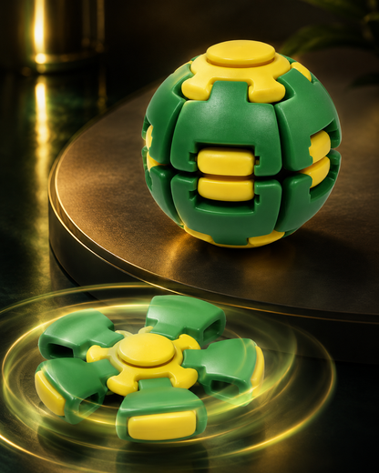 PressSpin X | 3D Printed Press to Spin Fidget Toy | One-Hand Stress Relief Spinner | Sensory Desk Toy for Adults & Kids | Office, School, Travel