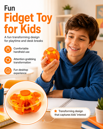 PressSpin X | 3D Printed Press to Spin Fidget Toy | One-Hand Stress Relief Spinner | Sensory Desk Toy for Adults & Kids | Office, School, Travel