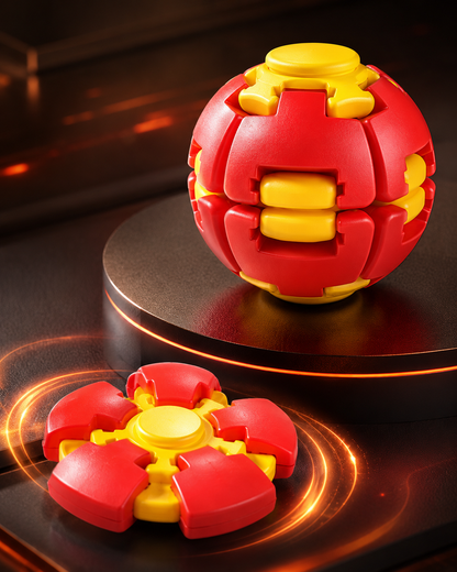 PressSpin X | 3D Printed Press to Spin Fidget Toy | One-Hand Stress Relief Spinner | Sensory Desk Toy for Adults & Kids | Office, School, Travel