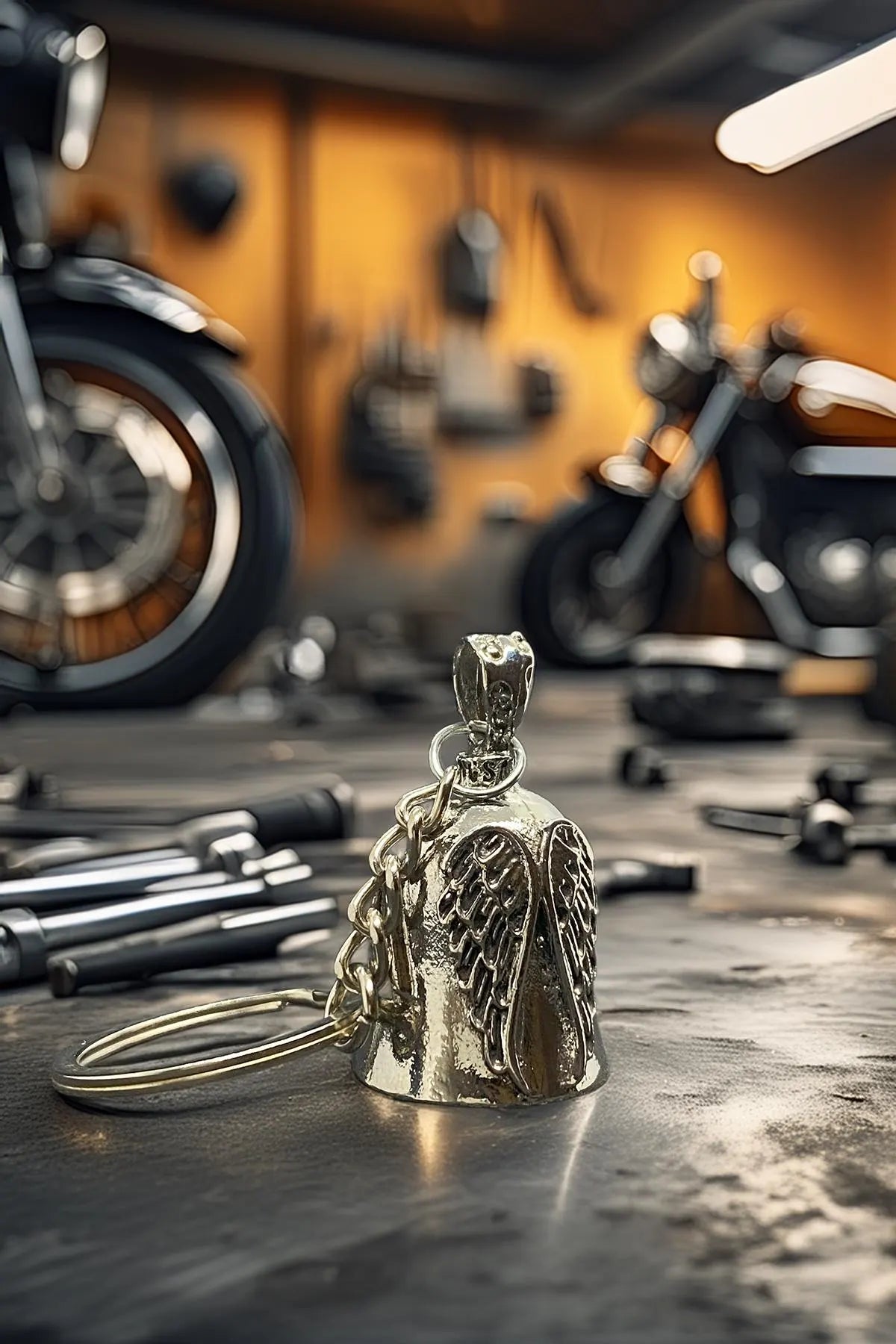 Angel Wings Guardian Bell for Motorcycles | Protective Lucky Bell Keychain – Biker Gift