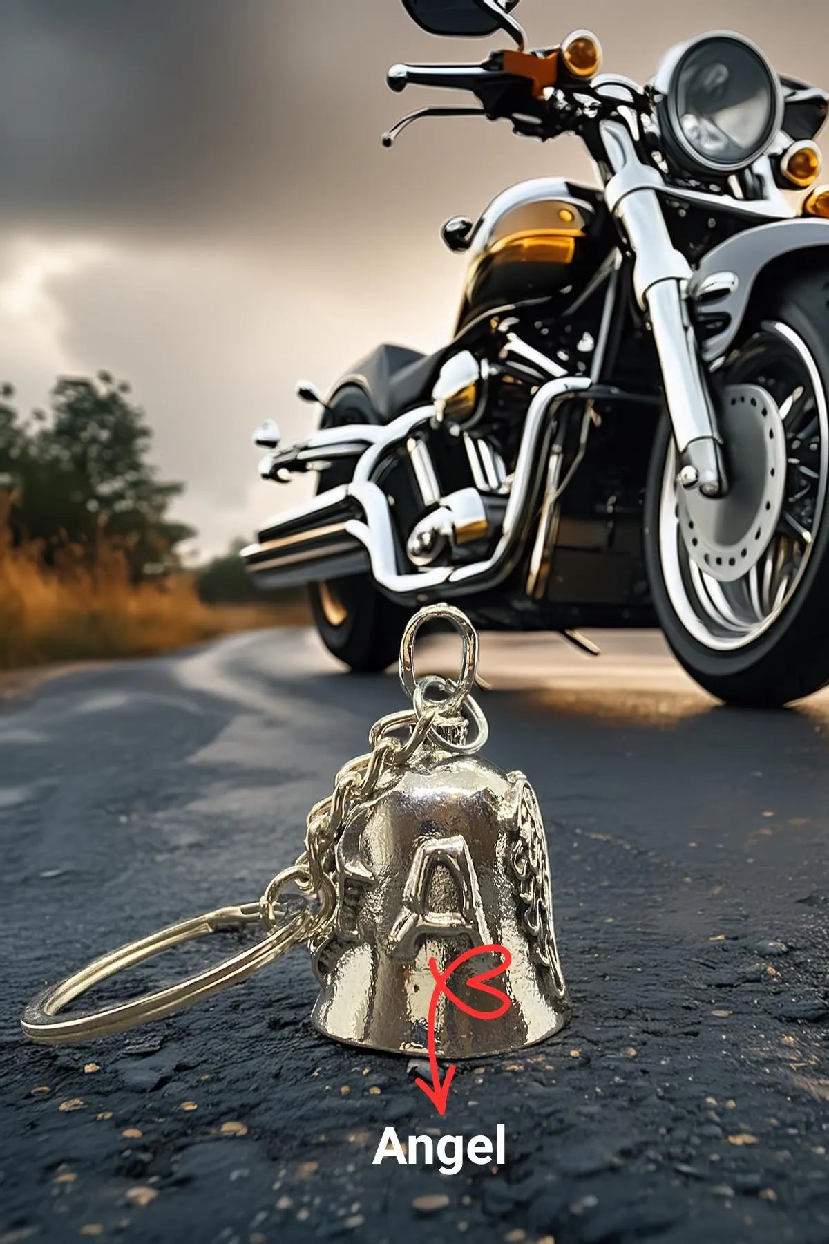 Angel Wings Guardian Bell for Motorcycles | Protective Lucky Bell Keychain – Biker Gift