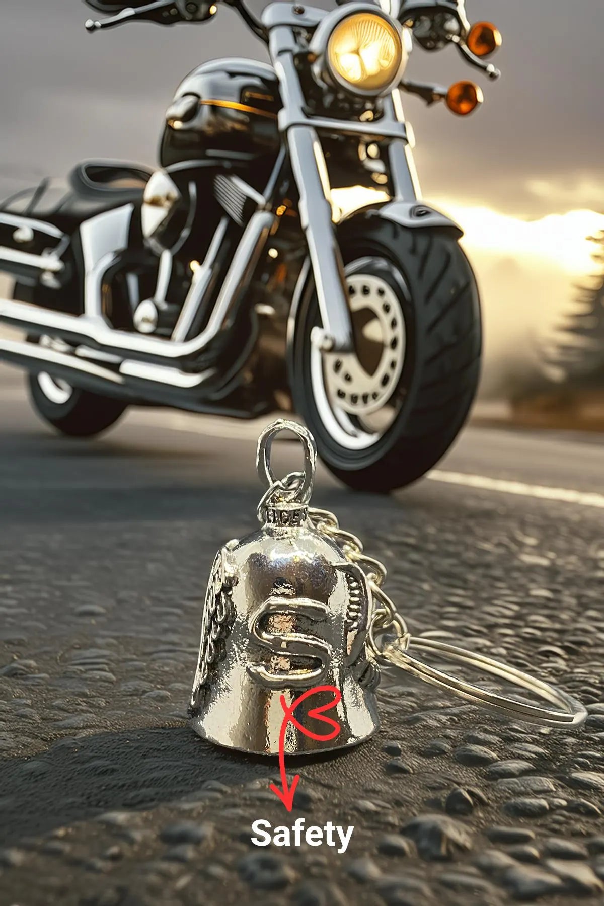 Angel Wings Guardian Bell for Motorcycles | Protective Lucky Bell Keychain – Biker Gift