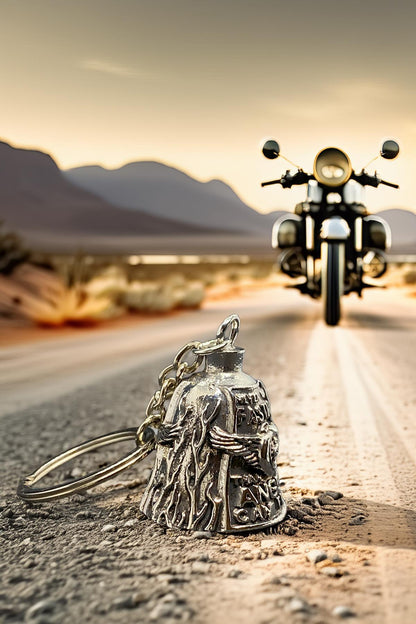 Never Ride Faster Than Your Angel Guardian Bell | Protective Motorcycle Lucky Bell Keychain – Biker Gift